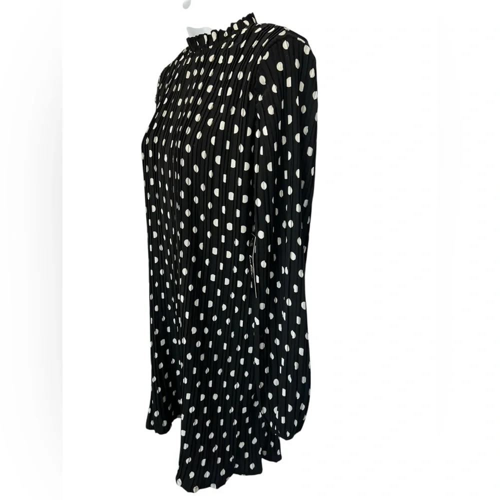 🆕 🖤 NWT LULUS Pleat to Meet You Polka Dot Shift Dress | Black | XS - Picture 7 of 14